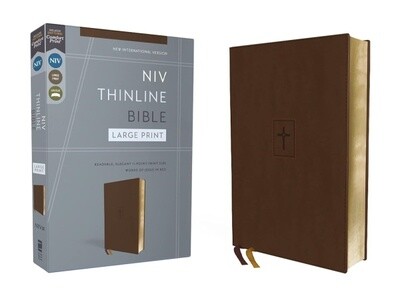 NIV Thinline Large Print Bible, Leathersoft, Brown