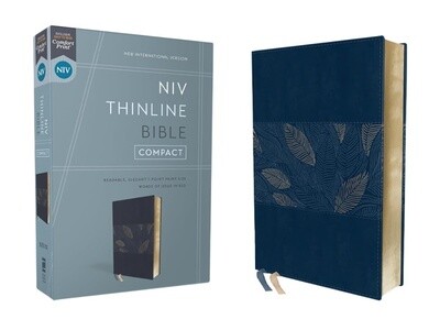 NIV Compact Thinline Bible, Leathersoft, Blue Floral