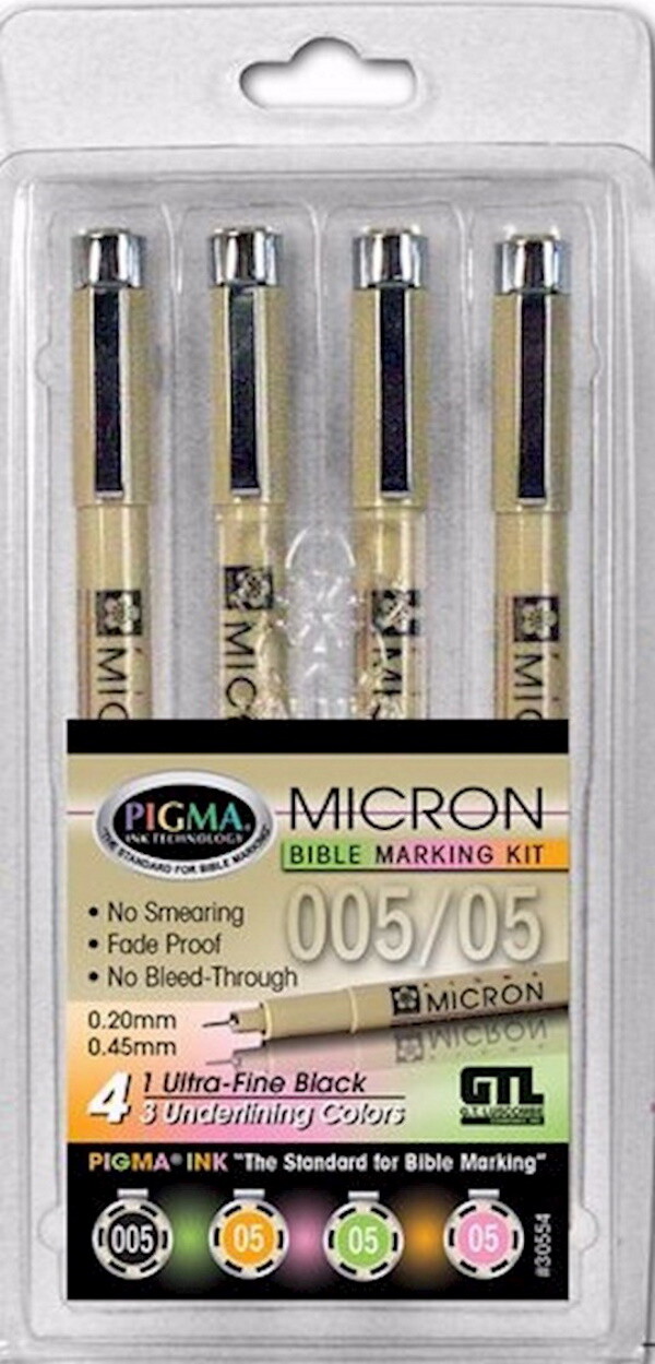 Pigma Micron Ultra Fine & Medium Point Bible Pen Kit (Set Of 4)
