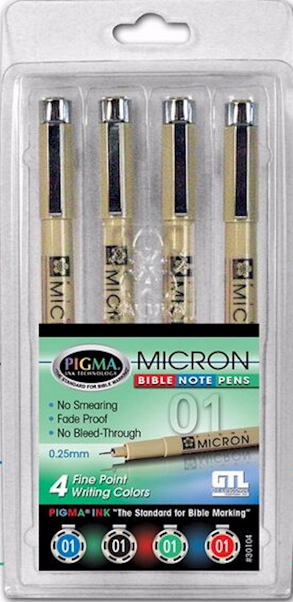 Pigma Micron Medium Fine Point Bible Pen Kit (Set Of 4) Pigma Micron Medium Fine Point Bible Pen Kit (Set Of 4)