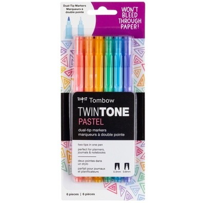 TomBow TwinTone Pastel 6-Pack Dual-Tip Marker Set