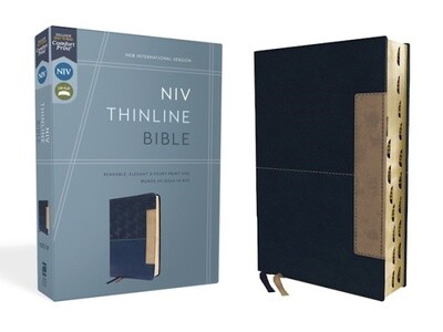 NIV Thinline Bible, Leathersoft, Blue/Tan, Indexed