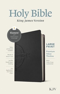 KJV Large Print Premium Value Thinline Bible, Filament-Enabled Edition, LeatherLike, Black Celtic Cross