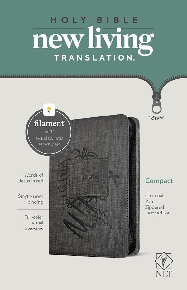 NLT Compact Bible, Filament-Enabled Edition, LeatherLike, Charcoal Patch, with Zipper NLT Compact Bible, Filament-Enabled Edition, LeatherLike, Charcoal Patch, with Zipper