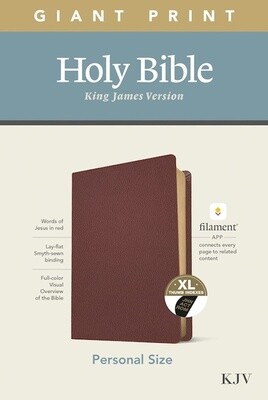 KJV Personal Size Giant Print Bible, Filament Enabled Edition, Genuine Leather, Burgundy, Indexed