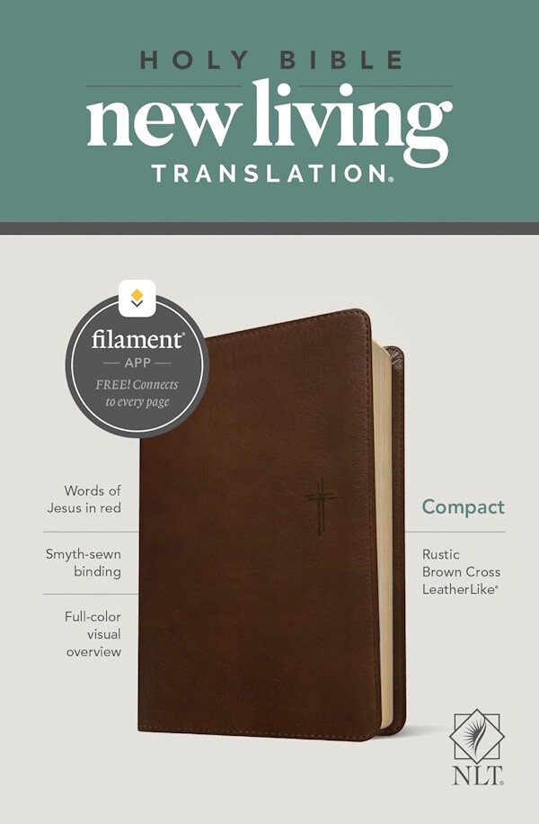 NLT Compact Bible, Filament-Enabled Edition, LeatherLike, Rustic Brown