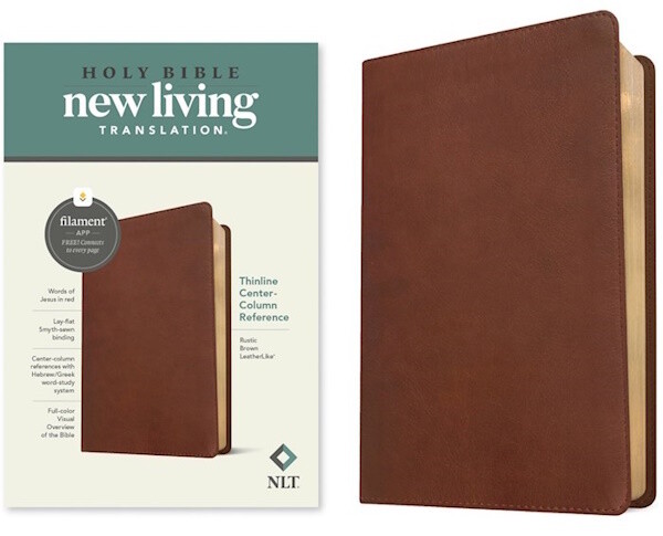 NLT Thinline Center-Column Reference Bible, Filament Enabled Edition, LeatherLike, Rustic Brown