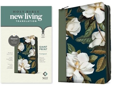 NLT Compact Giant Print Bible, Filament-Enabled Edition, LeatherLike, Magnolia Sage with Zipper