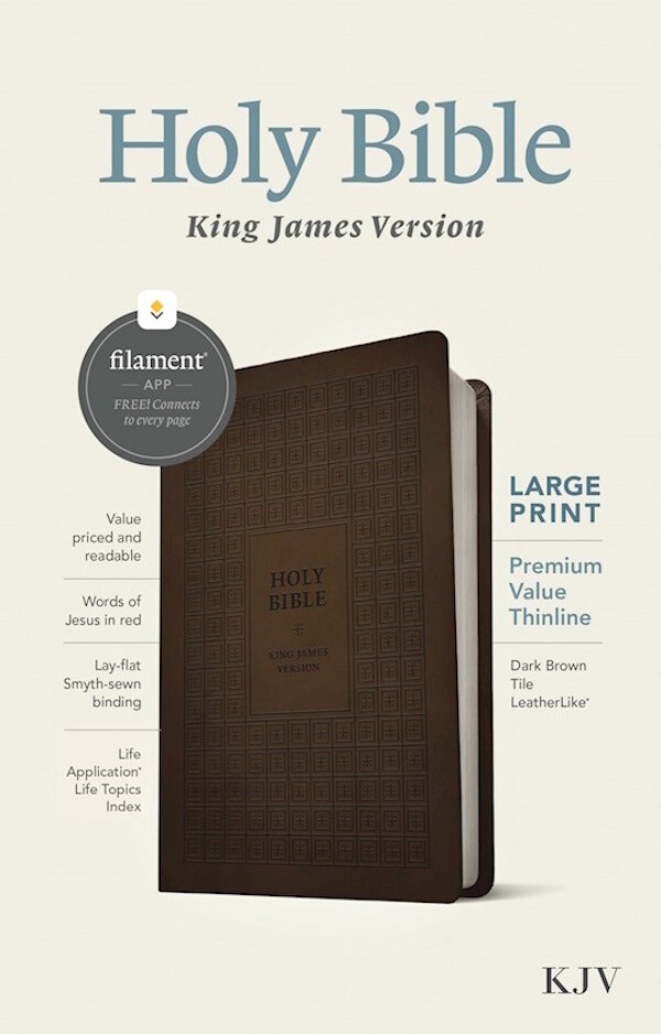 KJV Large Print Premium Value Thinline Bible, Filament-Enabled Edition, LeatherLike, Dark Brown Tile