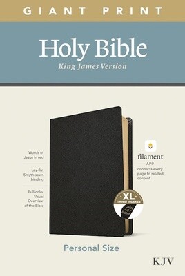 KJV Personal Size Giant Print Bible, Filament Enabled Edition, Genuine Leather, Black, Indexed