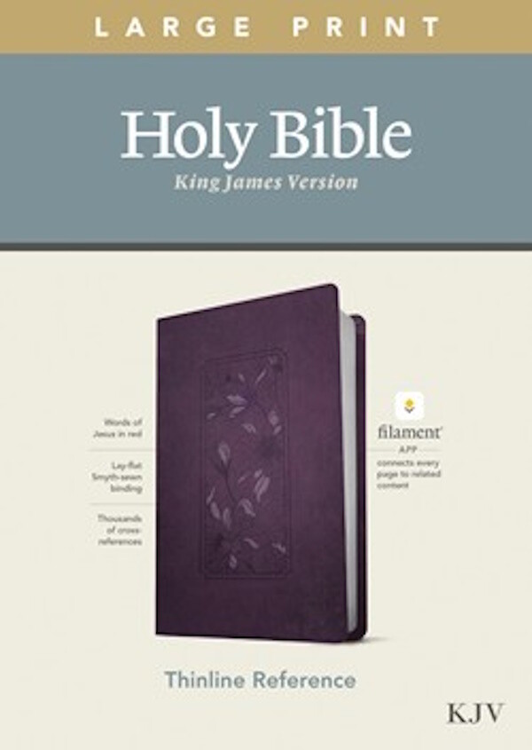 KJV Thinline Large Print Reference Bible, Filament Enabled Edition, LeatherLike, Floral Frame Purple