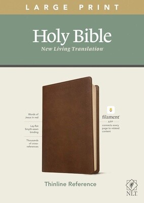 NLT Thinline Large Print Reference Bible, Filament Enabled Edition, LeatherLike, Rustic Brown