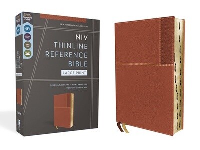 NIV Thinline Large Print Reference Bible, Leathersoft, Brown, Indexed