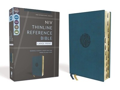 NIV Thinline Large Print Reference Bible, Leathersoft, Teal, Indexed