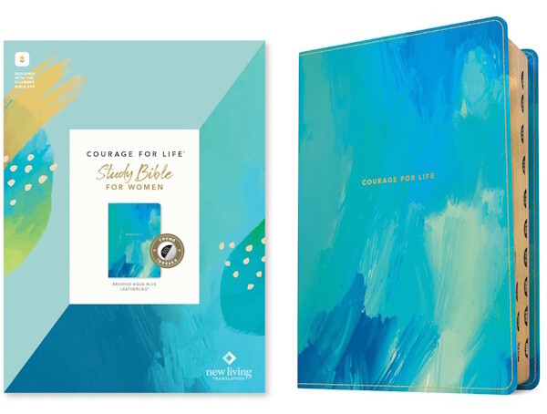 NLT Courage For Life Study Bible for Women, Filament Enabled Edition, LeatherLike, Brushed Aqua Blue, Indexed