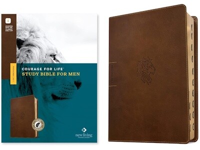 NLT Courage For Life Study Bible for Men, Filament Enabled Edition, LeatherLike, Rustic Brown Lion, Indexed