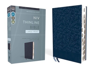 NIV Thinline Large Print Bible, Leathersoft, Navy, Indexed