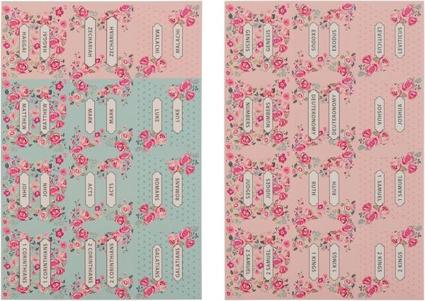 Bible Index Tabs - Floral Pink & Teal