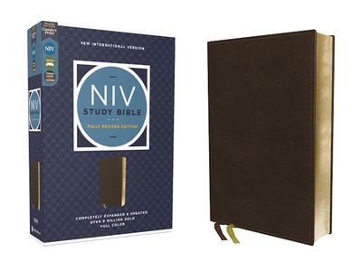 NIV Study Bible (Revised Edition), Genuine Calfskin Leather, Brown