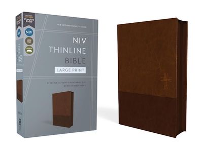 NIV Thinline Large Print Bible, Leathersoft, Brown with Zipper