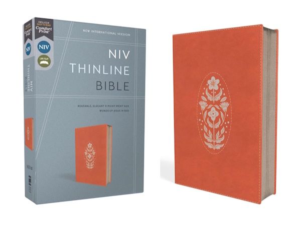 NIV Thinline Bible, Leathersoft, Coral with Zipper