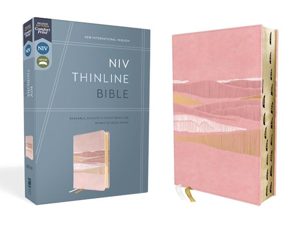 NIV Thinline Bible, Leathersoft, Pink Brush Design, Indexed