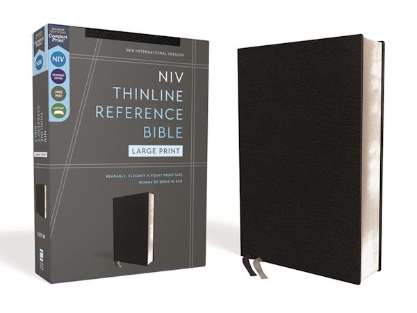 NIV Thinline Large Print Reference Bible, Bonded Leather, Black