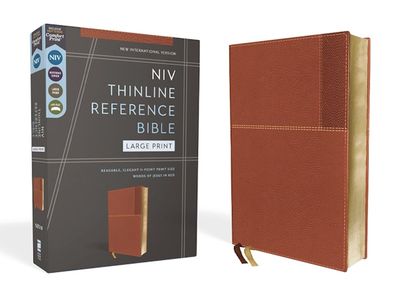 NIV Thinline Large Print Reference Bible, Leathersoft, Brown