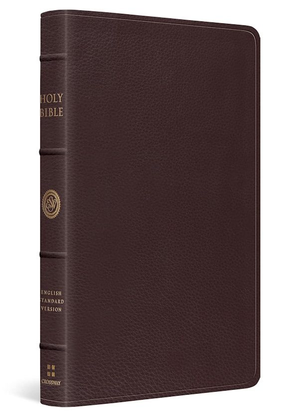 ESV Thinline Large Print Reference Bible, Top Grain Genuine Leather, Brown