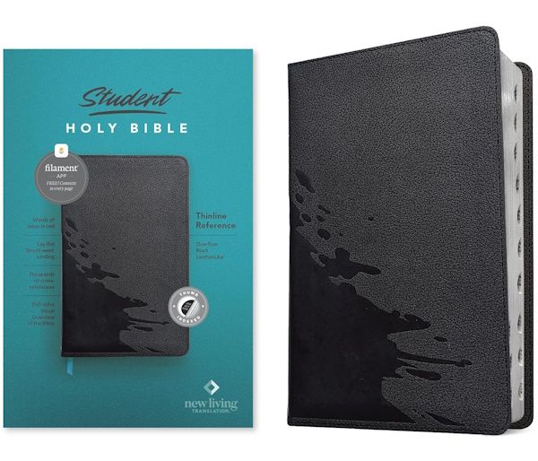 NLT Student Thinline Reference Bible, Filament Enabled Edition, LeatherLike, Overflow Black, Indexed