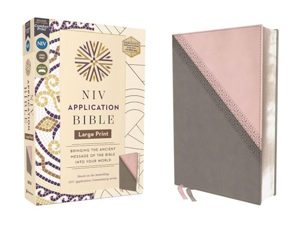 NIV Application Bible, Large Print, Leathersoft, Pink/Gray