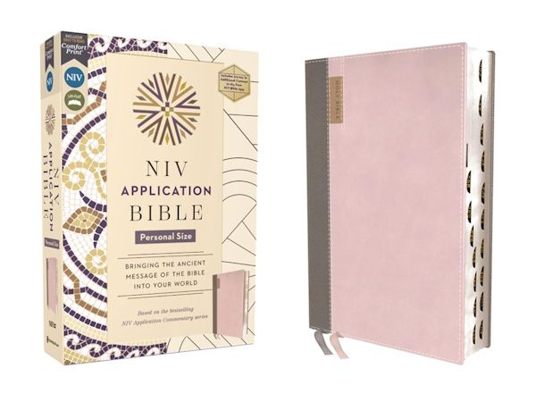 NIV Application Bible, Personal Size, Leathersoft, Pink/Gray, Indexed NIV Application Bible, Personal Size, Leathersoft, Pink/Gray, Indexed