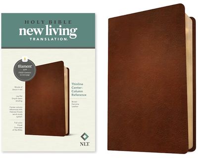 NLT Thinline Center-Column Reference Bible, Filament Enabled Edition, Genuine Leather, Brown
