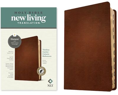 NLT Thinline Center-Column Reference Bible, Filament Enabled Edition, Genuine Leather, Brown, Indexed