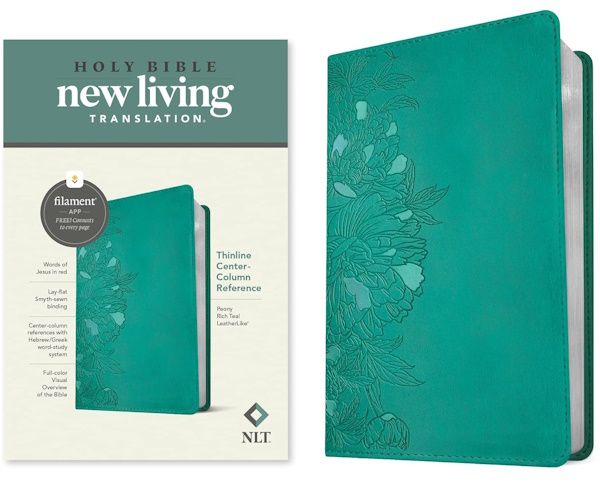 NLT Thinline Center-Column Reference Bible, Filament Enabled Edition, LeatherLike, Peony Rich Teal