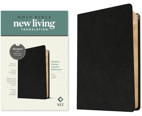 NLT Thinline Center-Column Reference Bible, Filament Enabled Edition, Genuine Leather, Black