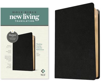 NLT Thinline Center-Column Reference Bible, Filament Enabled Edition, Genuine Leather, Black