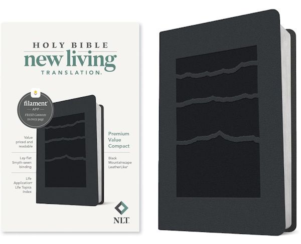 NLT Premium Value Compact Bible, Filament-Enabled Edition, LeatherLike, Black Mountainscape