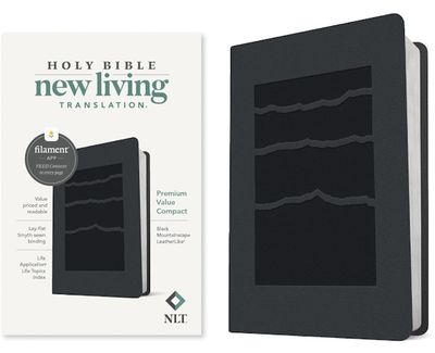 NLT Premium Value Compact Bible, Filament-Enabled Edition, LeatherLike, Black Mountainscape