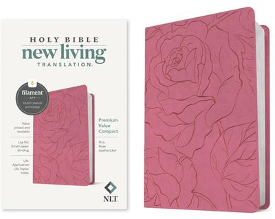 NLT Premium Value Compact Bible, Filament-Enabled Edition, LeatherLike, Pink Rose