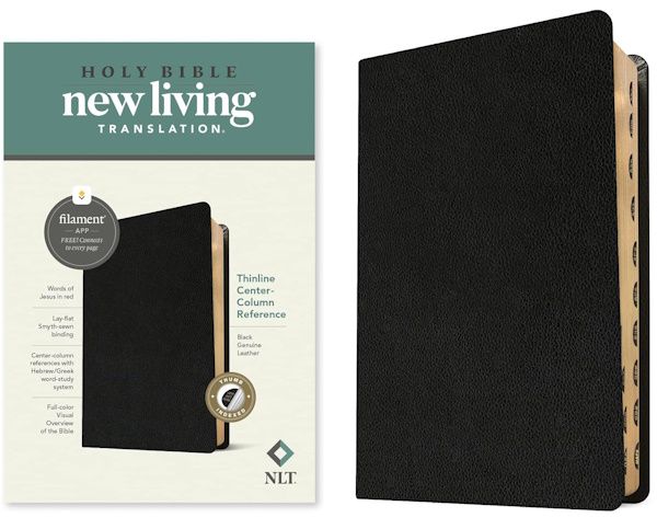 NLT Thinline Center-Column Reference Bible, Filament Enabled Edition, Genuine Leather, Black, Indexed