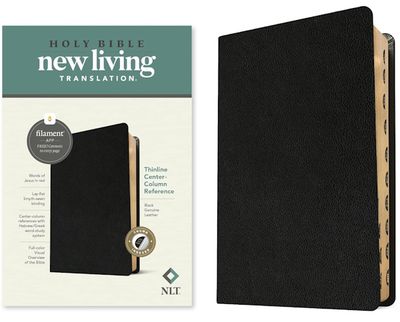 NLT Thinline Center-Column Reference Bible, Filament Enabled Edition, Genuine Leather, Black, Indexed