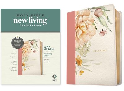 NLT Wide Margin Journaling Edition Bible, Filament Enabled Edition, LeatherLike, Dusty Pink Blossoms