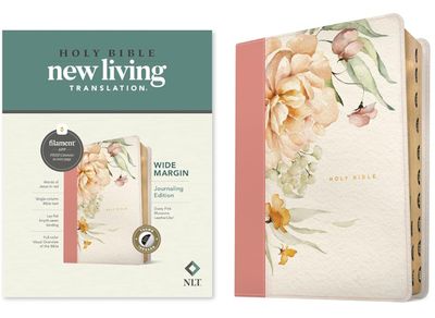 NLT Wide Margin Journaling Edition Bible, Filament Enabled Edition, LeatherLike, Dusty Pink Blossoms, Indexed