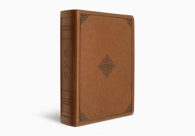 ESV Study Bible, TruTone, Tan English Saddle, Ornament Design