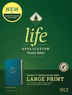 NLT Life Application Large Print Study Bible (Third Edition), LeatherLike, Teal Blue, Indexed