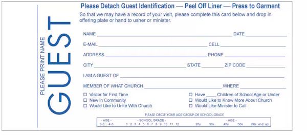 Guest Card-w/Name Tag (pkg of 100)