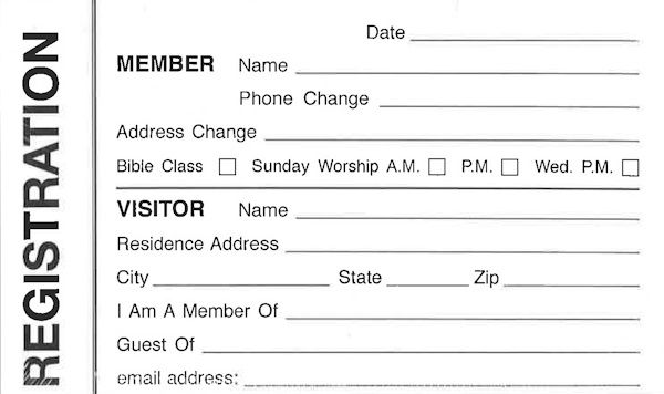 Registration Cards  (100 per pkg)