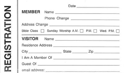 Registration Cards  (100 per pkg)