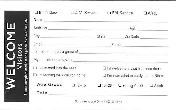 Welcome Visitor Card (pkg of 100)